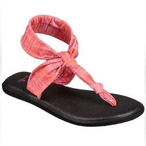 Sanuk Yoga Sling Ella Cabaret Flip‎ Flops Pink Tie Stretch Sandals Thong Flats 9